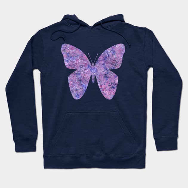 Purple and faux silver swirls doodles butterfly Hoodie by Savousepate